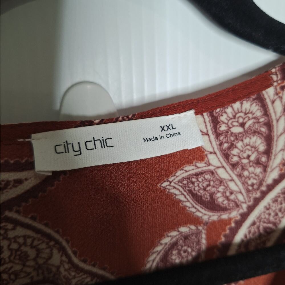 City Chic Jessie Ginger Paisley Rust Maxi Dress XXL Cottagecore Peasant Prairie - Picture 3 of 10